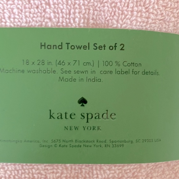 kate spade Bath Kate Spade Pink White Hearts Hand Towels Set Of 2